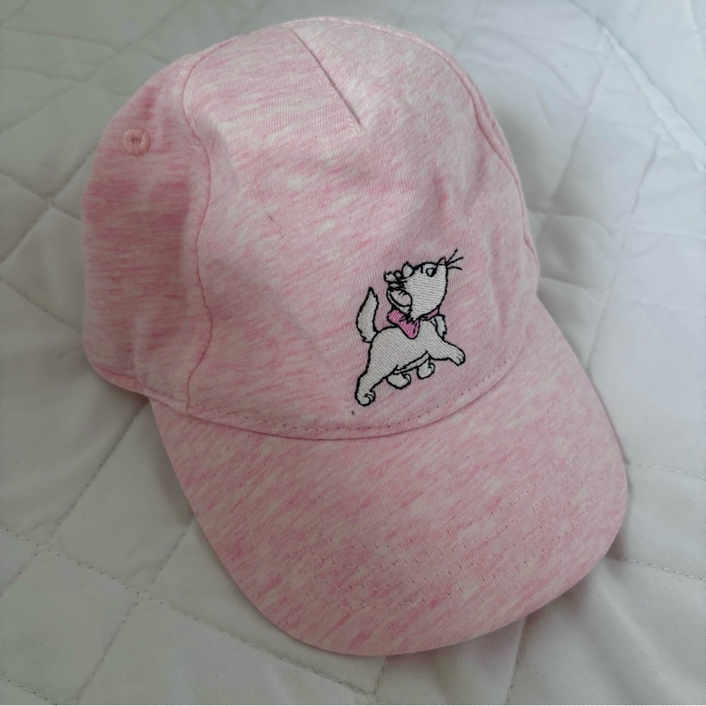 ⭒ 6-9M Marie Disney Aristocats Pink Pastel Cap Embroidery Cotton Hot Summer ⭒